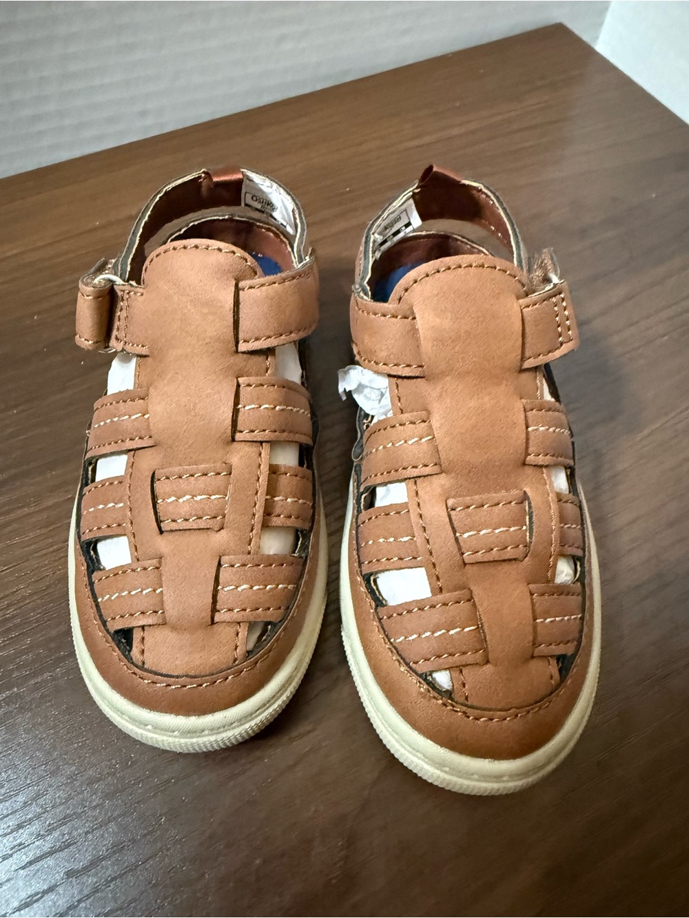 New! OshKosh B'gosh Tan Brown Woven Fisherman Sandals Size 7